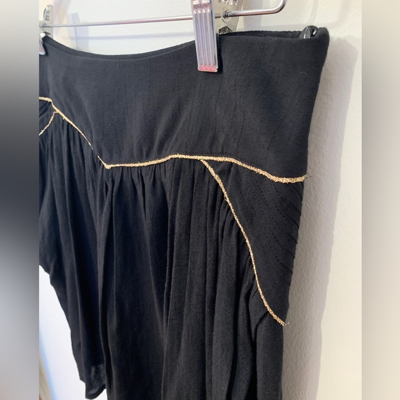 Sandro Pleated Draped Gold Trimmed Lined Mini Skirt with Pockets - Picture 2 of 9